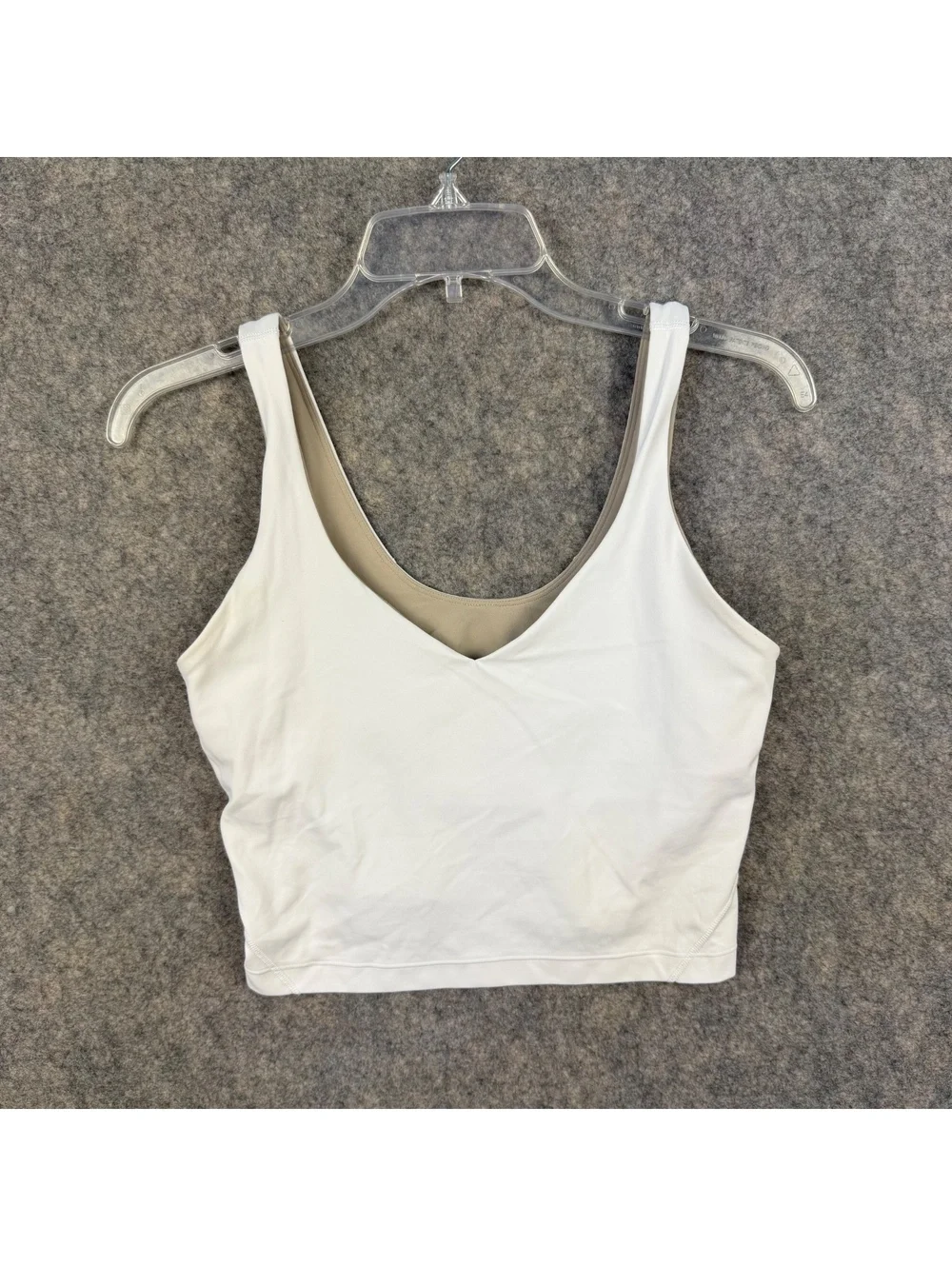 Lululemon Long Line Sports Bra Fully Lined White Khaki Size 8 820